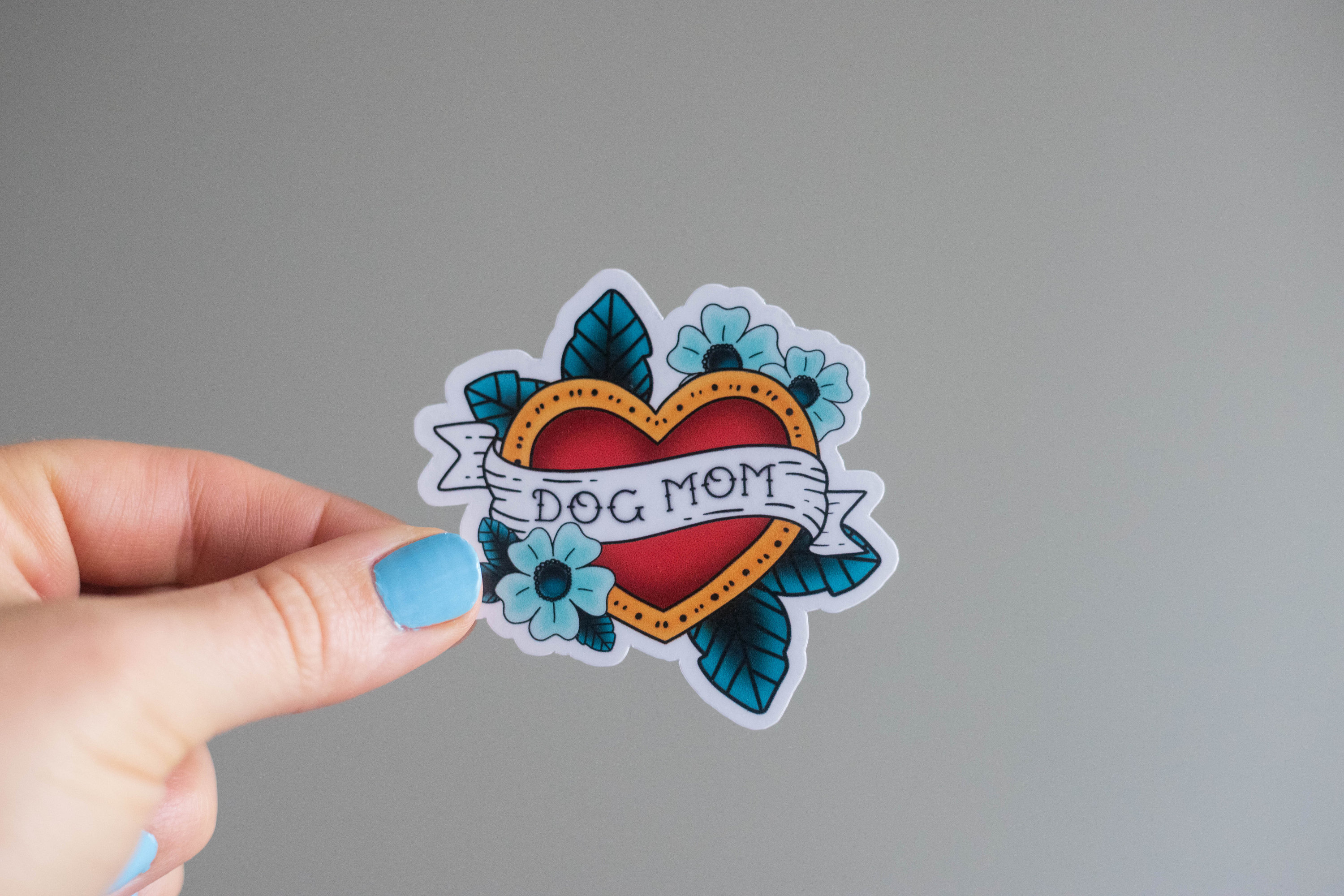 Dog Mom Waterproof Sticker: Sailor Tattoo Style