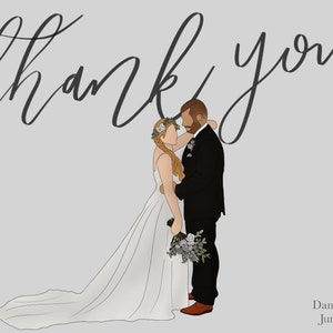 Custom Wedding Thank You Card Printable, Wedding Portrait/Illustration, Digital Download image 7