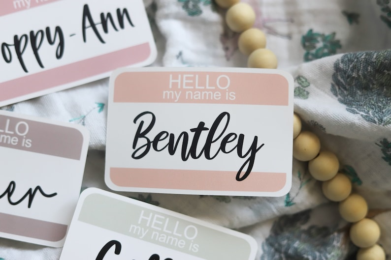 Hello, My Name Is Personalized, Modern Baby Name Tag Sticker image 6