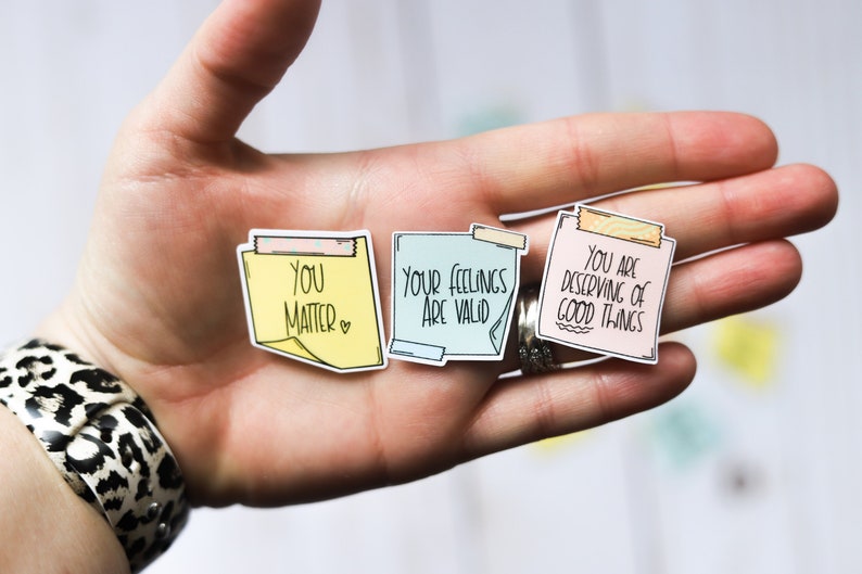 Sticky Note Affirmation Mini Sticker Set Positivity Stickers image 1