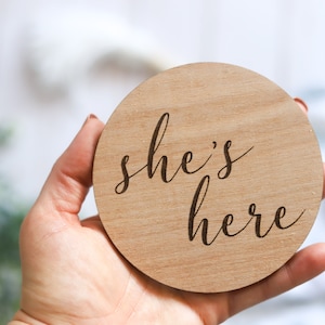 He's Here / She's Here Wooden Baby Announcement Sign image 7