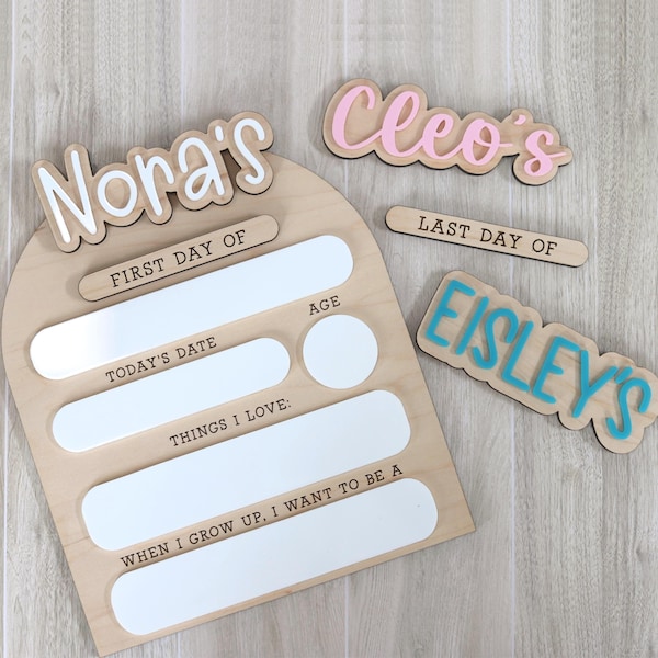 Personalized Interchangeable First & Last Day of School Sign | Custom Wood Photo Prop