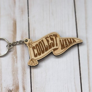 Coolest Mama Wooden Keychain image 2