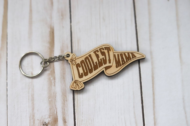 Coolest Mama Wooden Keychain image 2