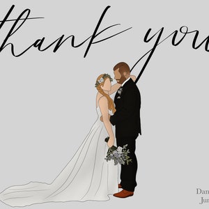 Custom Wedding Thank You Card Printable, Wedding Portrait/Illustration, Digital Download image 8