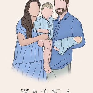 Pode incluir: Uma ilustra&ccedil;&atilde;o digital de um retrato de fam&iacute;lia. Um homem, uma mulher e duas crian&ccedil;as s&atilde;o retratados em um esquema de cores azul claro. A fam&iacute;lia est&aacute; sorrindo e est&aacute; de p&eacute; junta. O texto "The Norton Family" est&aacute; escrito abaixo da imagem.