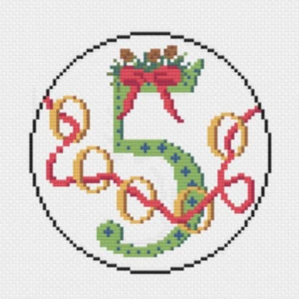 Five Gold Rings Cross Stitch Pattern - 12 Days of Christmas Series