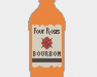 Four Roses Bottle - Cross Stitch / Needlepoint  Pattern