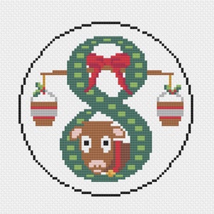 Eight Maids Milking Cross Stitch Pattern - 12 Days of Christmas Series