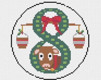 Eight Maids Milking Cross Stitch Pattern - 12 Days of Christmas Series