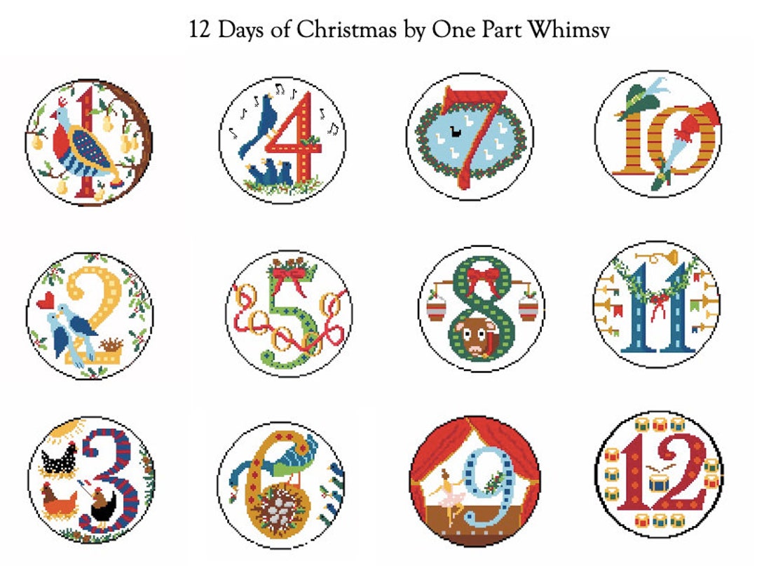 12 Days of Christmas Series Cross Stitch Pattern - All 12 Days - Etsy