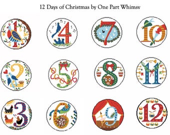 12 Days of Christmas Series Cross Stitch Pattern - all 12 days