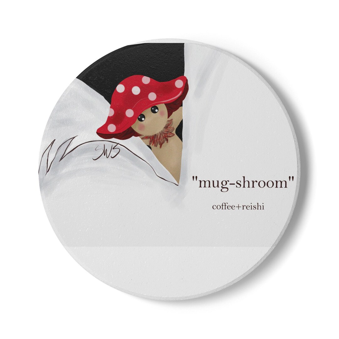 Mushroom Mug-shroom Ceramic Coaster | Red Polka Dot Toadstool ...