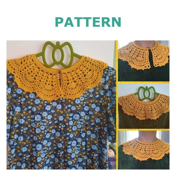 Patron de col au crochet, tutoriel étape par étape, pdf de col au look vintage, col fait main, col victorien, modèle de col en dentelle