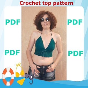 crochet top pattern, Summer Halter Top, Summer Crop Top, Woman&#39;s top, crochet patern, crochet crop top, crochet lace top, pdf pattern