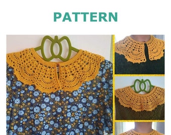 Patrón de cuello a crochet, Tutorial paso a paso, Cuello estilo vintage pdf, cuello hecho a mano, cuello victoriano, patrón de cuello de encaje