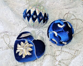 Christmas ornament, Christmas gift, Christmas decoration, Blue and silver ornament, Handmade New Year gift, Christmas tree toys, new year