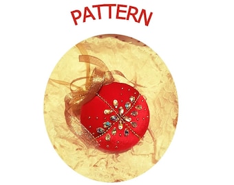 Patrón de adornos navideños, Bolas de terciopelo rojo hechas a mano, Patrón navideño para adultos, Decoración navideña, Adornos navideños, Hazlo tú mismo