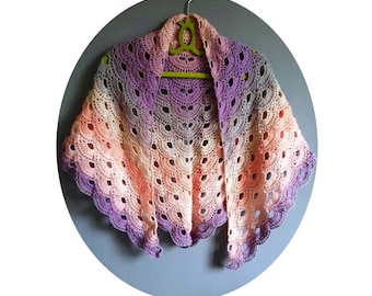 Chal de crochet de colores, bufanda de encaje para mujer, regalo para la madre, bufanda hecha a mano, chal de crochet, bufanda de mujer, chal de crochet bohemio,