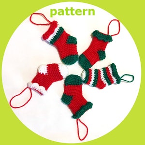 Christmas stocking pattern, Christmas Pattern, crochet Christmas ornament, Mini  stocking, PDF pattern,  knit stock