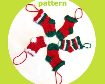 Patrón de media navideña, Patrón de Navidad, Adorno navideño de crochet, Media mini, Patrón PDF, Material de punto
