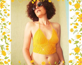 top de crochet, top halter de verano, top corto de verano, top de mujer, top corto de crochet,