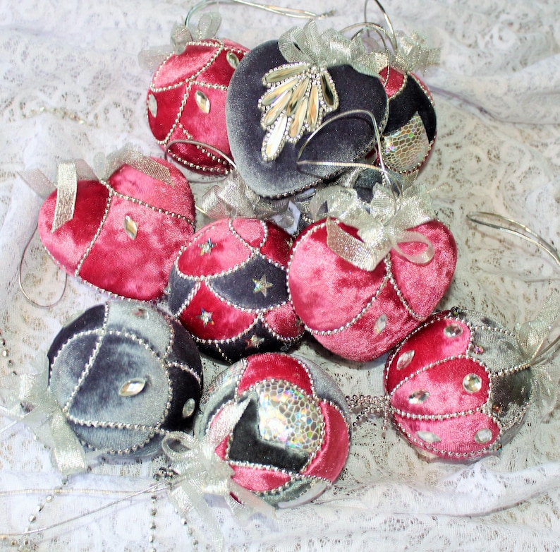 Velvet Christmas Ornaments Set Christmas Decoration Etsy