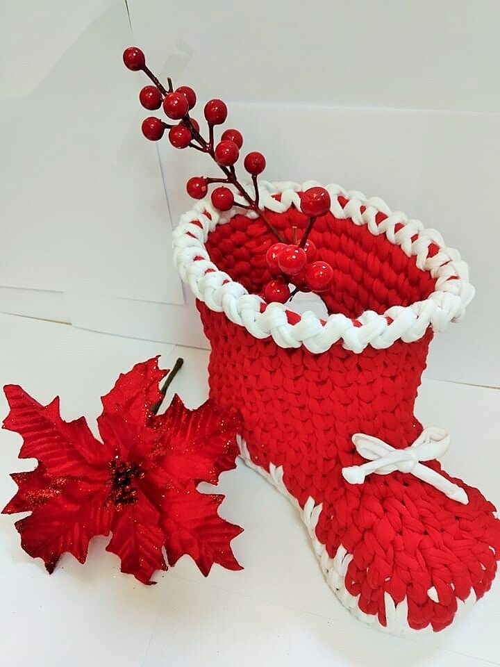 Santa Claus Boots. Christmas Present. Christmas Basket. Christmas Decoration, Christmas Gift