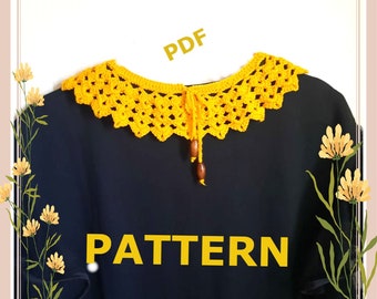 patrón de cuello a crochet, cuello vintage pdf, cuello hecho a mano, patrón de crochet fácil, patrón de crochet pdf cuello victoriano, patrón de cuello de encaje