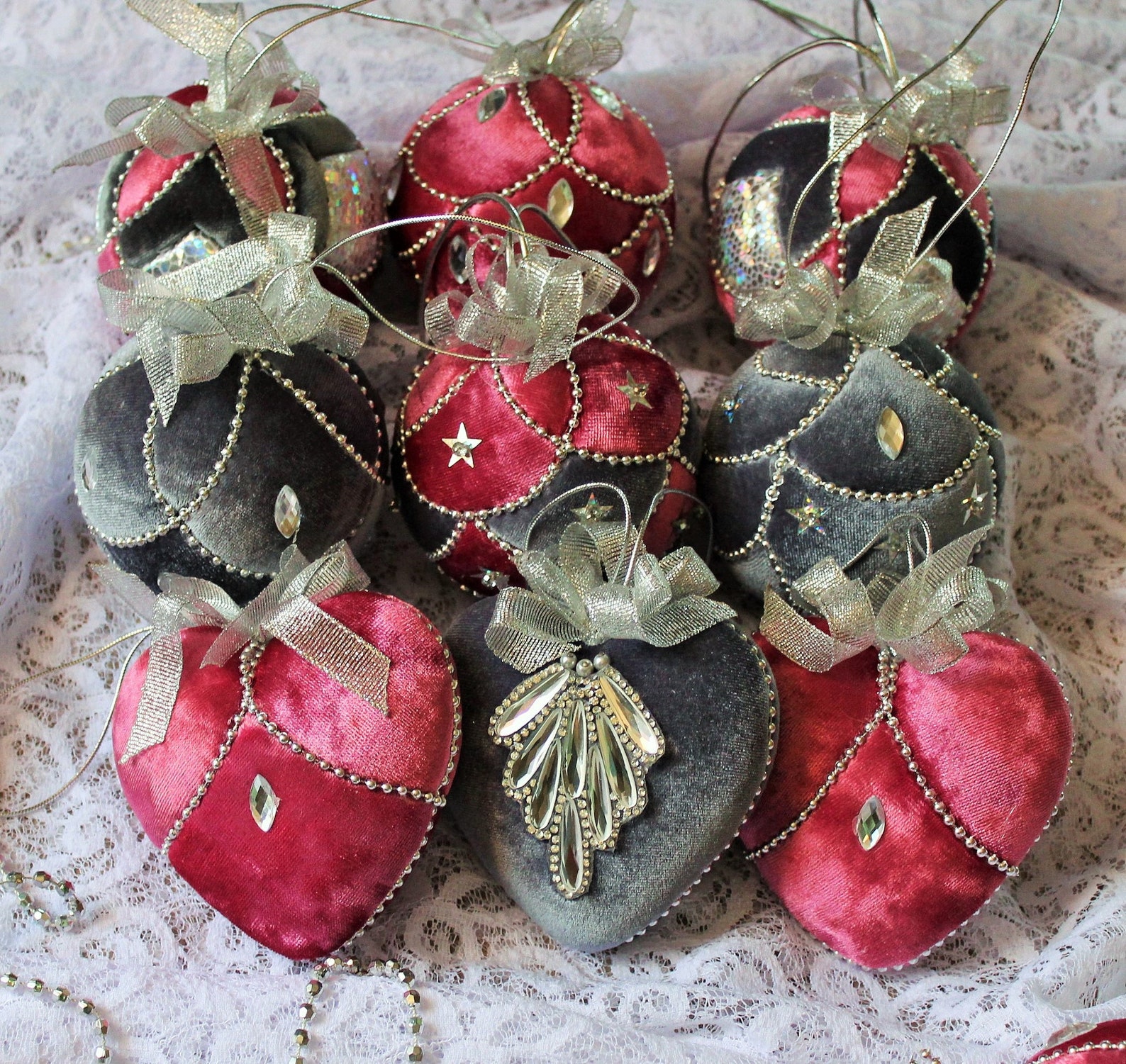Velvet Christmas Ornaments Set Christmas Decoration Etsy