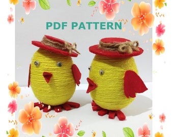 Patrón de decoración de pollo hecho a mano, regalo para amantes de los pollos, decoración de granja, pollo de crochet, patrón de pollo, pollo amigurumi, crochet de Pascua