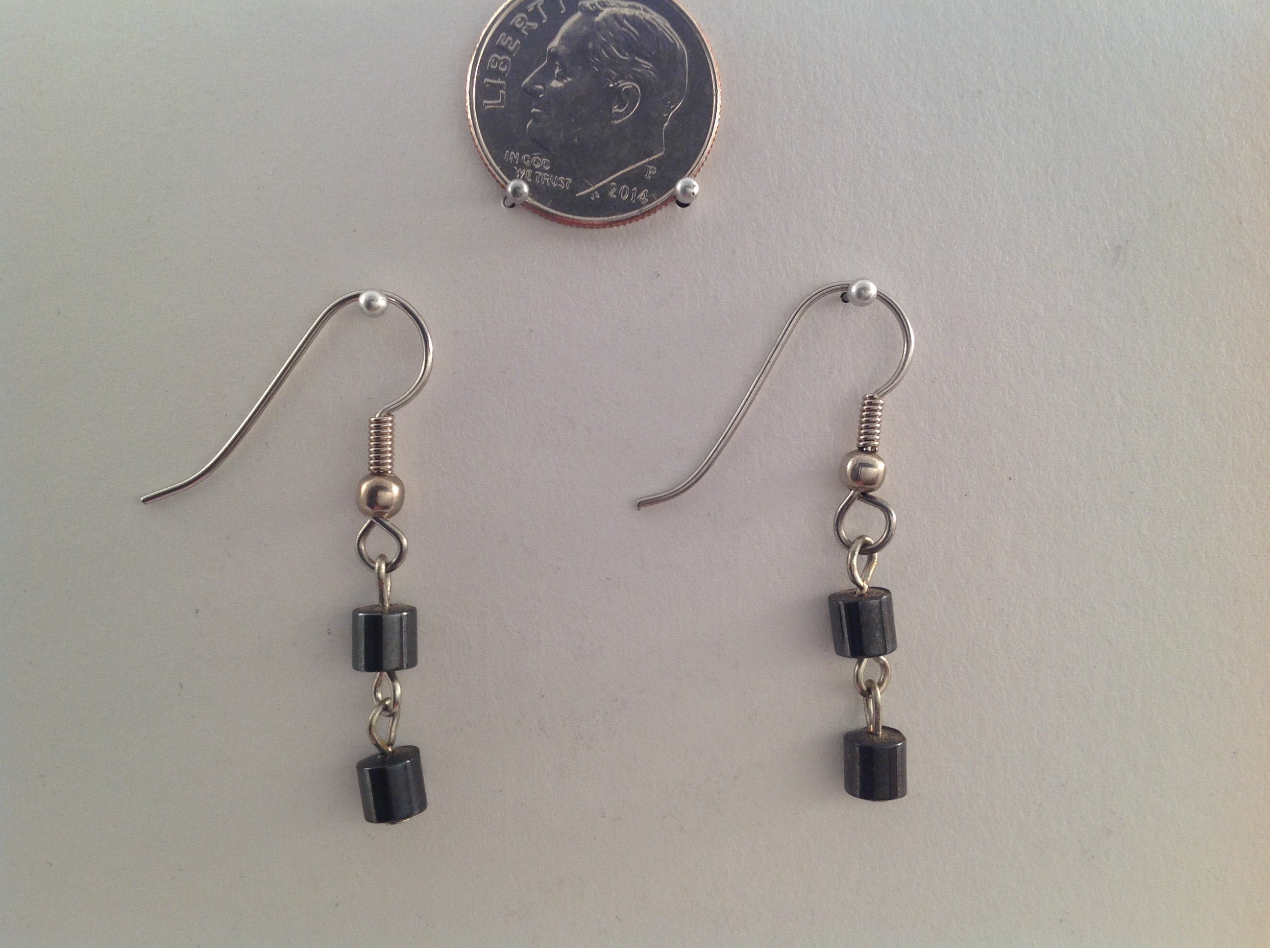 Vintage Hematite iron Ore Cylinder Earrings Etsy UK