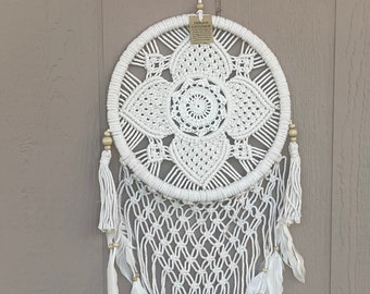 Handmade Beaded Dreamcatcher with Feathers: Boho Home Decor