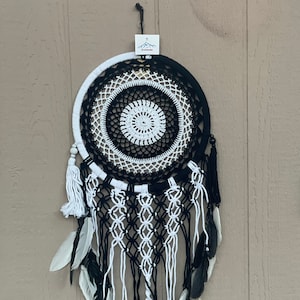 Black White Dreamcatcher for Home Decor Beaded macrame with Feathers Unique Home Decor Festival Gifts for Mom Sister College Dorm Decor
