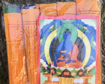 Banderas tibetanas de oración grandes: decoración espiritual, banderas de Nepal (paquete de 5)
