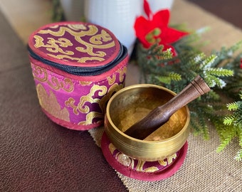 Tibetan Singing Bowl Set: 3-inch Meditation Bowl, Mallet & Case