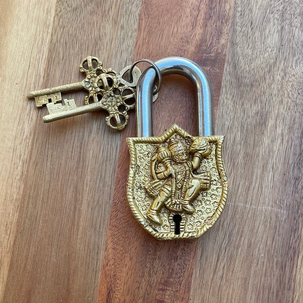 Gorgeous small Lord Hanuman AntiqueVintage Looking Padlock Gate Lock Handmade High Quality Durable Cool Home,room Decor hardware accessories