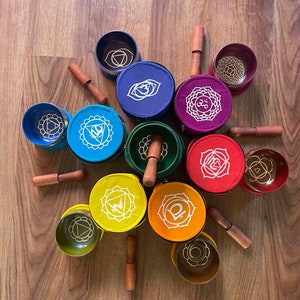 Chakra Tibetan Sound Bowls Beginner Singing Bowls Meditation Bowls High Vibrational Holiday Gift Christmas Gift Chakra Singing Bowl Set Heal