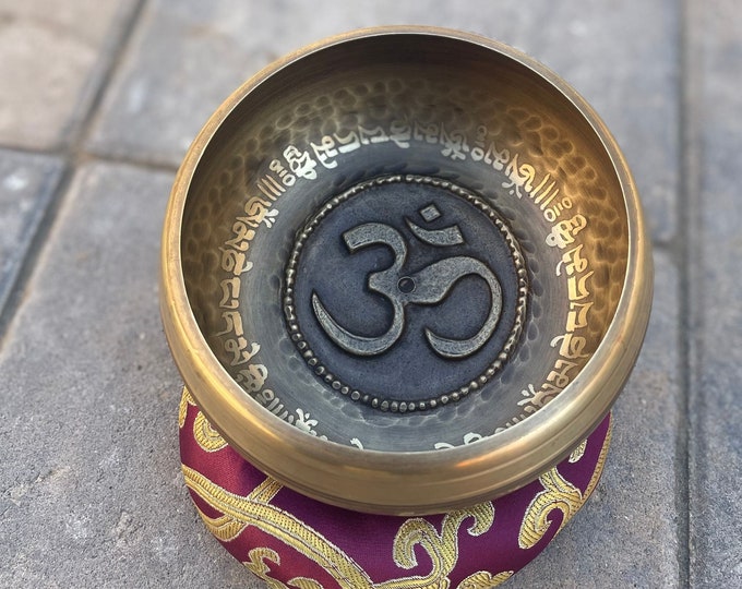 Handmade OM Tibetan Singing Bowl: Meditation & Self Care Gift