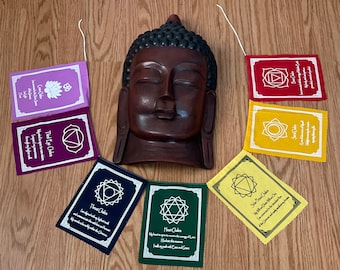 7 Chakra Prayer Flags: Tibetan Buddhist Cotton Flags, Home Decor