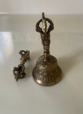 Hand-Carved Brass Tibetan Prayer Bell: Meditation, Yoga, Sound Therapy