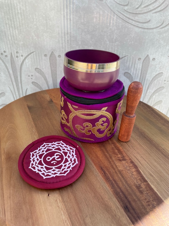 Purple Crown Chakra Singing Bowl: Handmade Tibetan Bronze, 3-inch Travel Size