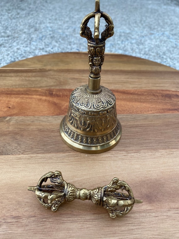 Beautiful Tone Buddhist Brass Bell Medium Tibetan Prayer Bell Etsy