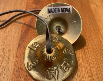 Handtuned to Key Om Mani Padme Hum Tingsha Bells and Chimes Meditation Bell Altar Bell Travel Altar Yoga Meditation Spirituality Handcarved