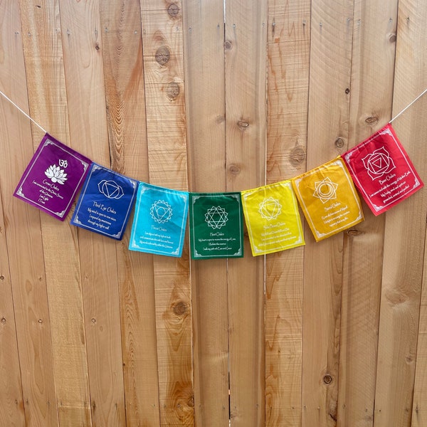 Seven Chakra Prayer Flag Tibetan Flags Nepal Prayer Flag Flags Spiritual Decor Home Decor Room Decor Garden Decor Wall Art Outdoor Flags