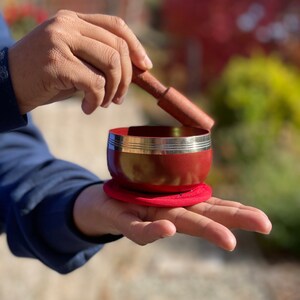 Red Root Chakra Singing Bowl: Handmade Tibetan Bronze, Meditation Yoga image 6