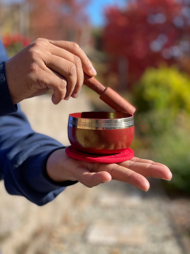 Red Root Chakra Singing Bowl: Handmade Tibetan Bronze, Meditation Yoga image 6