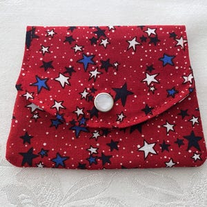 Mini billetera roja, blanca y azul ~ Billetera patriótica ~ Billetera cosida a mano ~ Monedero pequeño, mochila, bolsillo, uso diario, viajes ~ Tarjetero