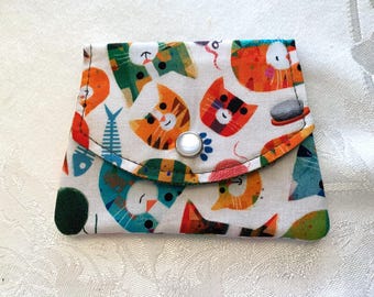 Handmade Cat Mini Wallet, Credit Card Holder, Gift Card Purse
