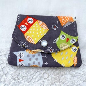 Mini billetera de búho hecha a mano ~ Billetera pequeña cosida a mano ~ Monedero pequeño, bolsillo, mochila, uso diario, viajes ~ Billetera rosa fuerte ~ Tarjetero de regalo